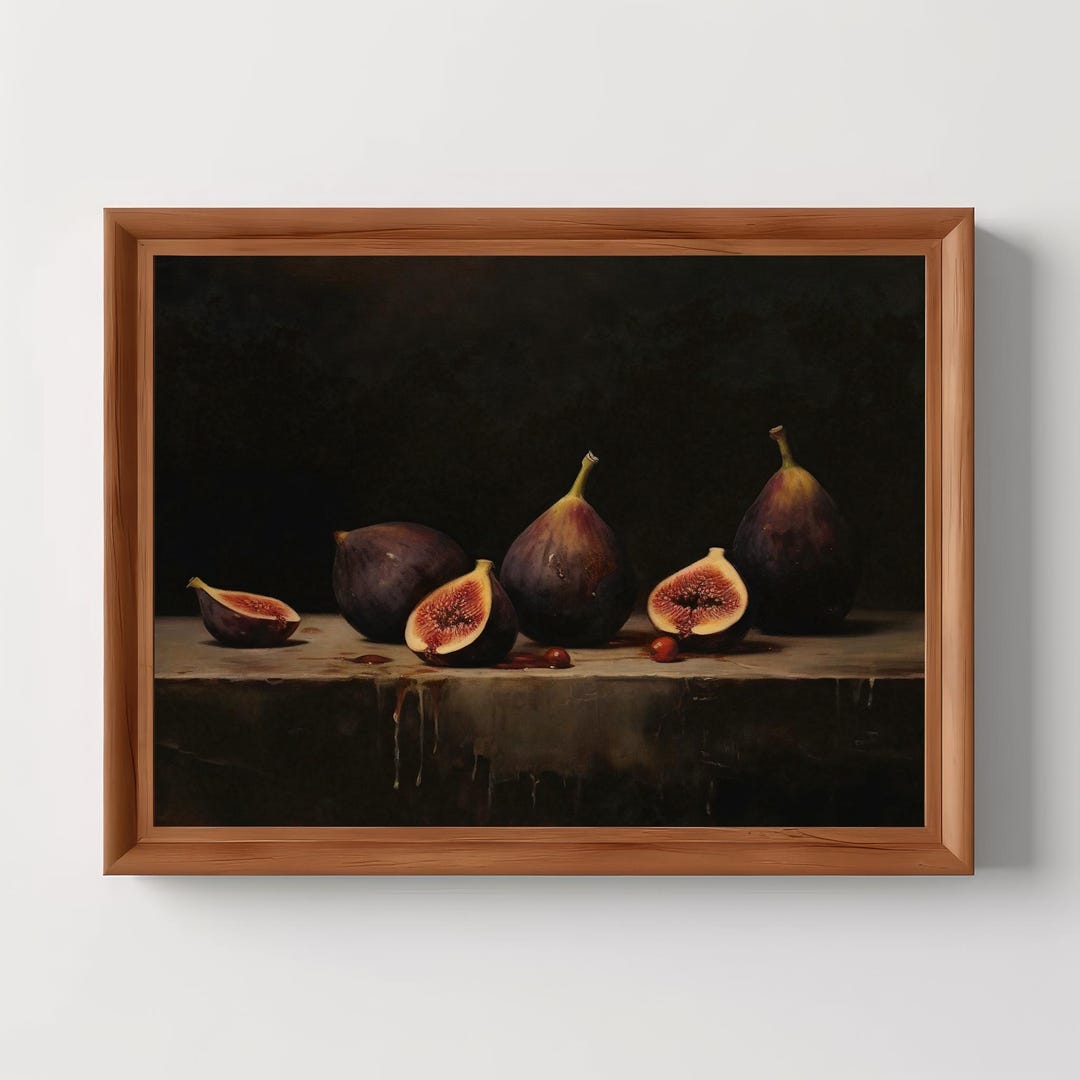 Figs Fruit Still Life | Dark Moody Art Print, Vintage Oil Painting ...