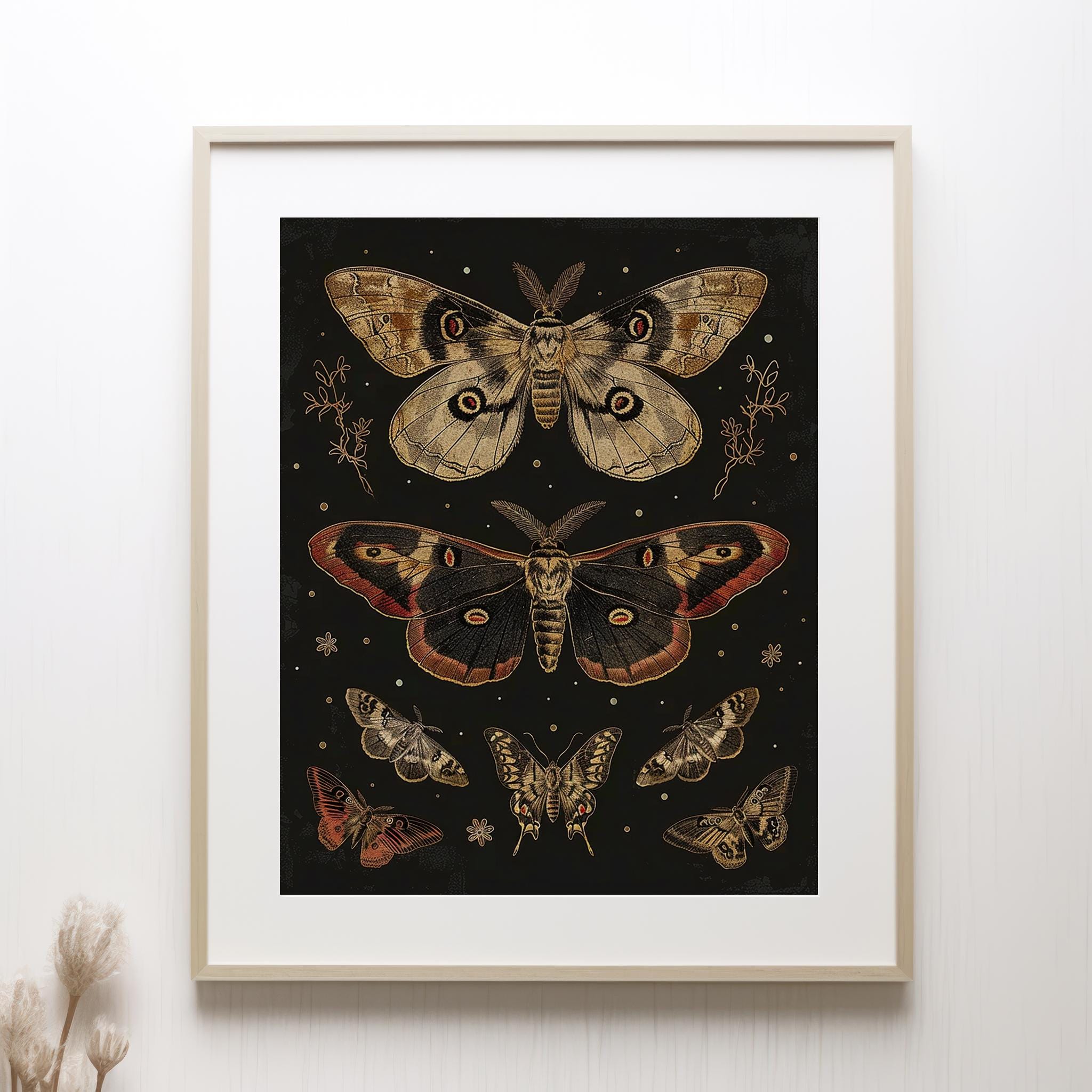 Gothic Moths | Dark Academia Decor, Vintage Oil Painting, Rustic Wall ...