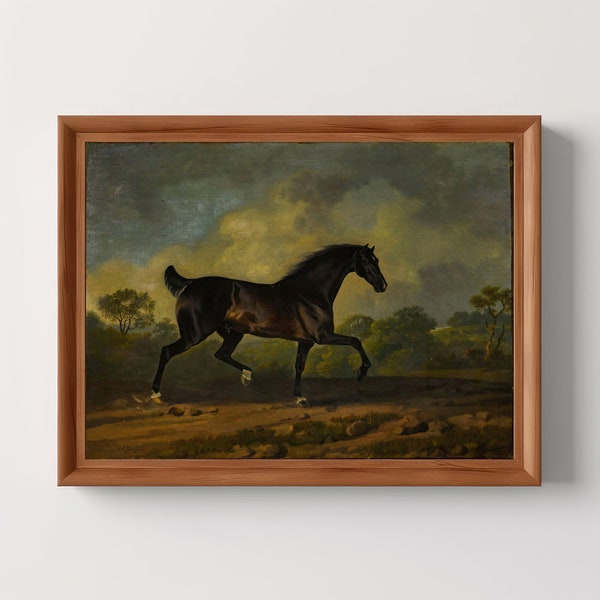 Horse Trotting | Vintage Oil Painting, Antique Aesthetic, Dark Academia, Dark Cottagecore, Farmhouse Decor, Digital Download, Printable