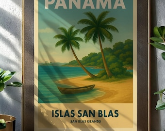 Panama Travel Poster Islands Vintage 1940s 1950s Style Wall Art Digital Print