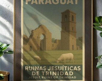 Vintage Paraguay Travel Poster – Jesuit Ruins of Trinidad Wall Art