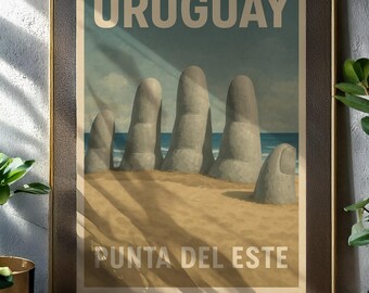 Vintage Uruguay Travel Poster – La Mano Punta del Este Wall Art