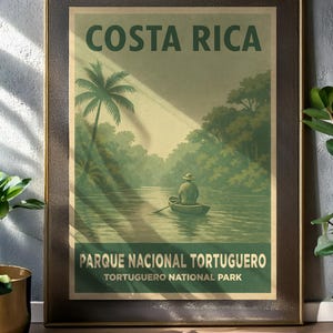 Vintage Costa Rica Travel Poster: Tortuguero National Park Art (Digital Print)