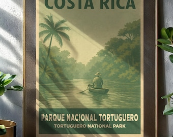 Vintage Costa Rica Travel Poster: Tortuguero National Park Art (Digital Print)