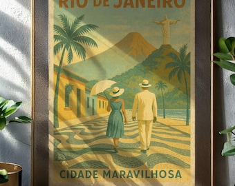 Rio de Janeiro Vintage Travel Poster: Retro Brazil Art Print (Digital Download)