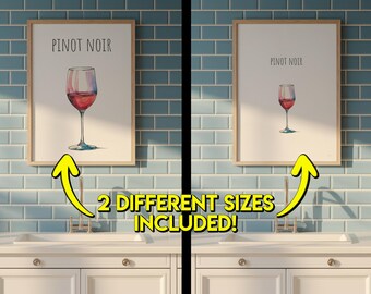 Pinot Noir Wine Print: Watercolor Wineglass Kitchen Art (Digital Download)