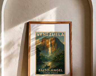 Vintage Venezuela Travel Poster – Angel Falls Wall Art