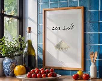 Vintage Sea Salt Crystal Kitchen Print: Watercolor Ingredient Poster (Digital Download