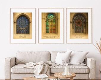 Stained Glass Cathedral Triptych – Notre Dame, Sagrada Família, Milan (Digital Download)