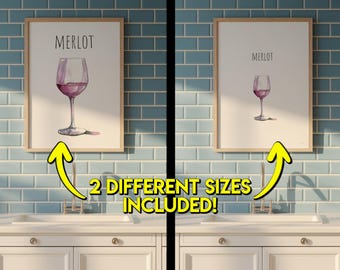 Watercolor Merlot Wine Print: Kitchen & Dining Room Wall Art (Digital Download)
