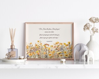 Jeremiah 29:11 Floral Landscape Print – Christian Scripture Art (Digital Download)