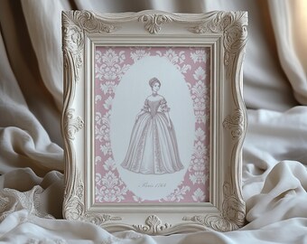 Rococo Fashion Print: Marie Antoinette Style French Decor (Digital Download