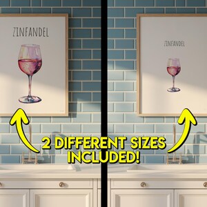 Zinfandel Wine Wall Art – Watercolor Wineglass Kitchen Decor, Dining Room Bar Print, Wine Lover Gift Large + Small Sizes Included