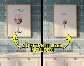 Zinfandel Wine Print: Watercolor Wineglass Kitchen & Bar Art (Digital Download, Multiple Sizes Included)