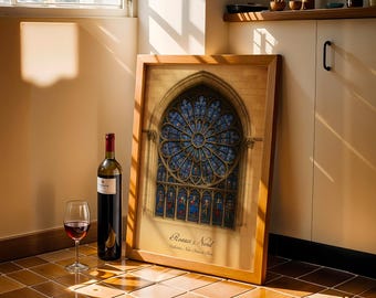 Notre Dame Cathedral Rose Window Print | Paris Gothic Stained Glass Art