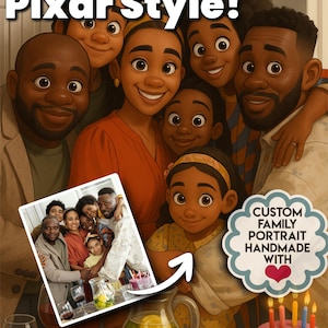 Custom Family Cartoon Portrait | Personalized Digital Art Download | Pet Couple Child Character Illustration | Gift for Birthday Anniversary