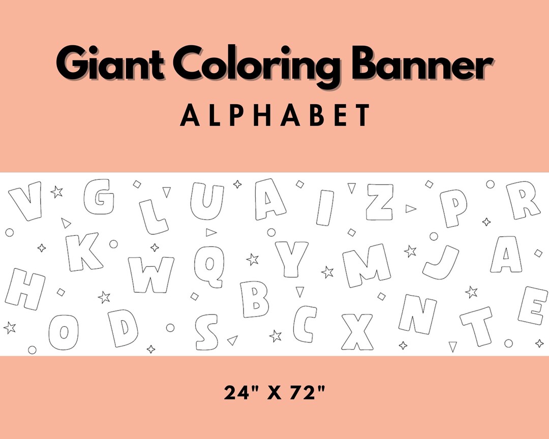 GIANT Alphabet Letters Coloring Poster Banner Paper Tablecloth 24 X 72