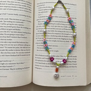 Beaded Necklace Fairycore, Coquette Necklace, Indie Necklace, Y2K Aesthetic Jewelry, Flower Necklaces, Kawaii Jewelry, Cottagecore Necklace