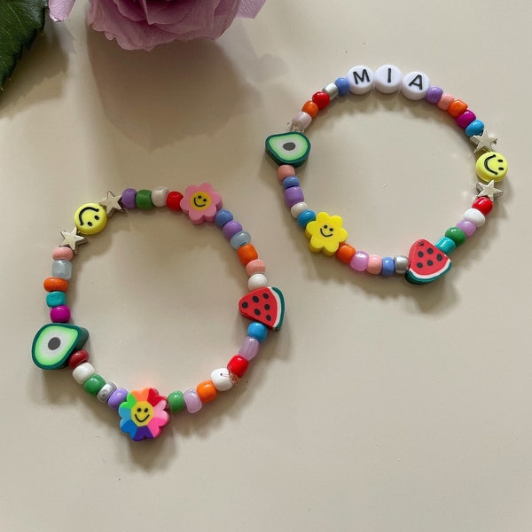 Customizable Bead Bracelets, Colorful Handmade Beaded Bracelets, 90s Inspired Fun Beaded Bracelet, Personalized Bracelet, Y2K bracelets