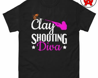 Camiseta Clay Shooting Diva, Camiseta de tiro al plato para mujer, Camiseta de tiro al skeet, Camiseta con estampado de paloma de arcilla, Regalo para deportes con escopeta