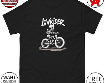Low Rider Skeleton Bicycle T-Shirt, Gothic Biker Gift Unisex Shirt, Edgy Urban Retro Graphic Tee