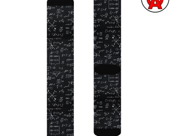 Math Crew Socks, Mathematician Novelty Socks, Engineer Unisex Footwear, Calculus Printed Socks, Algebra Fun Hosiery