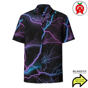 Electric Storm Lightning Bolt Unisex Button-Up Shirt - Meteorology Weather Fashion - Rock n&#39; Roll Style - Gifts for Nature Lovers