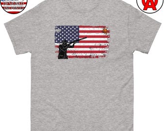 Camiseta unisex para adultos con bandera estadounidense para tiro al plato, camiseta patriótica para tiro al plato, ropa para tiro al plato, regalos para veteranos.