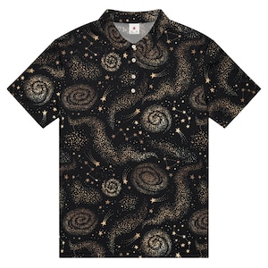 Weltraum Poloshirt, Galaxy Slim Fit, Cosmos Golf Shirt, Star Tennis Top, Nebula Athletik Shirt, Universum Kurzarm Unisex, Stellar Stretch