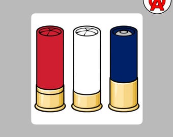 Shotgun Shells, Vinyl Bubble-Free Sticker, Broken Clay Pigeon And Shotgun Design For Shooting Sports, Hunting, And Patriotic Enthusiasts