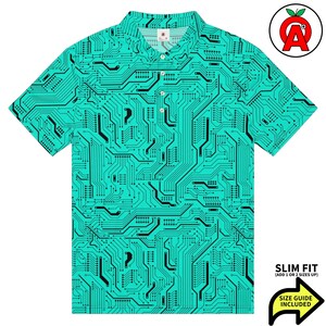 Polo Circuit, Board Slim Fit, Maglietta da golf Electric, Top da tennis Schematic, Maglietta sportiva Hardware, Maglietta a maniche corte unisex Panel