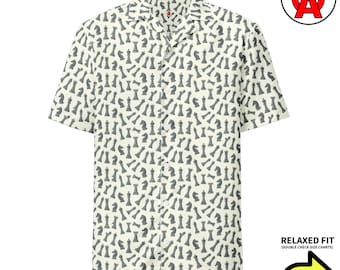 Chess Hawaiian Shirt, pieces Button Down, Grandmaster Button Up, Player Short Sleeve, Strategy Unisex, Checkmate Relaxed Fit, Quick Dry