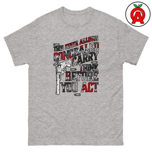 隠し携帯州成人用ユニセックスクラシックシャツ、ガンラバーTシャツ、2Aサポータートップ、銃器アパレル、弾薬愛好家ギフト、ハンティングウェア