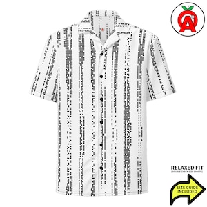 Matrix motif binaire 1 0, chemise hawaïenne boutonnée unisexe coupe décontractée pour adulte, matériau anti-humidité UPF 50+ pour les amateurs de technologie