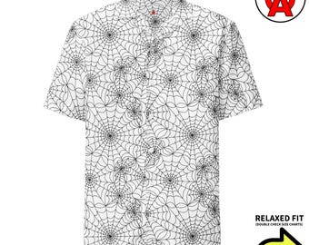 Spinnennetz-Alohahemd, Spinnennetz-Button-Down-Hemd, Gothic-Camp-Hemd, Spinnen-Strandtop, Gothic-Urlaubshemd