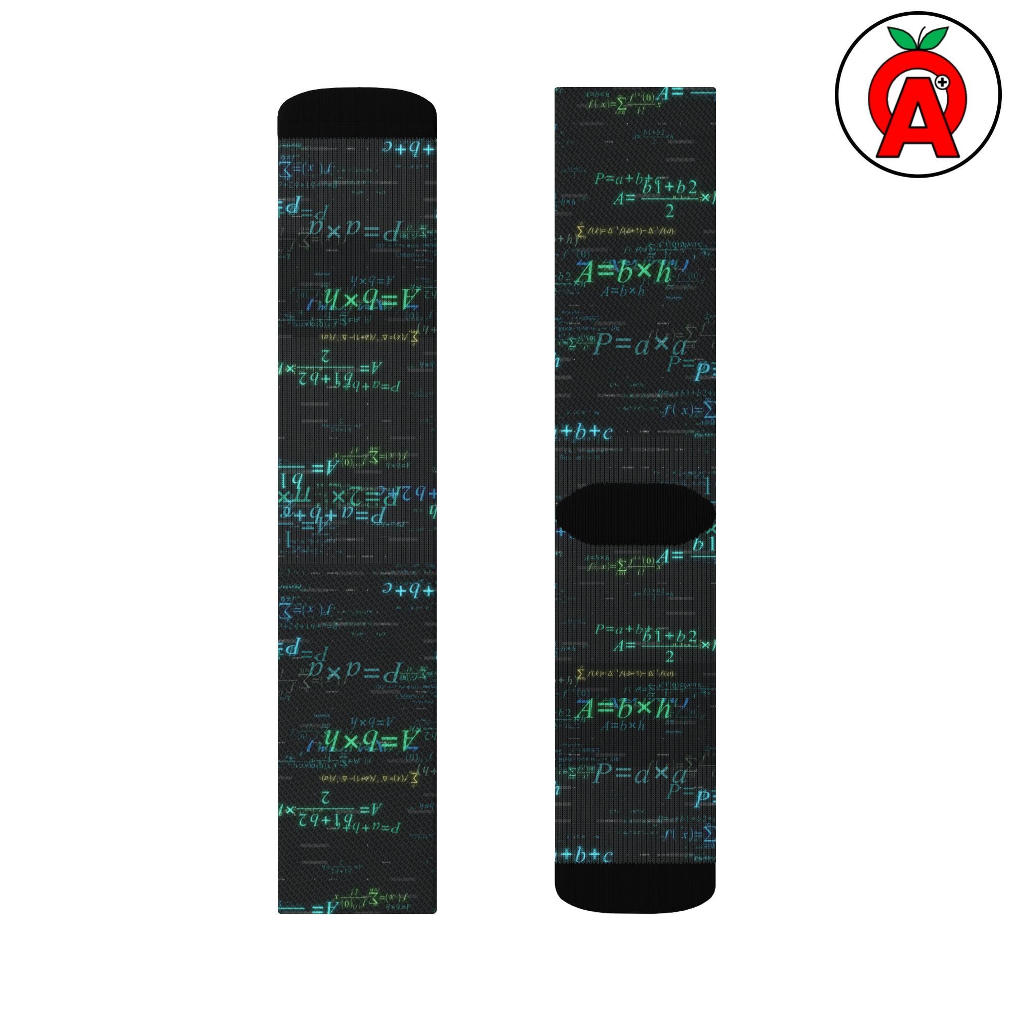 Engineer Crew Socks, Math Novelty Socks, Algebra Unisex Footwear, Calculus Printed Socks, Geometry Fun Hosiery