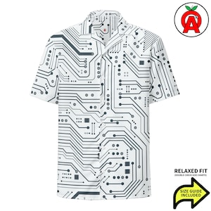 Circuit Board Hawaiian Shirt, Electronics Button Down, Tech Aloha Shirt, Engineer Button Up, Geek Beach Top, Nerd Camp Shirt
