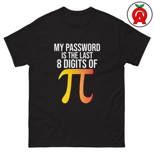 Pi Password T-Shirt, Math Humor Graphic Shirt, Programmer Classic Tshirt, Tech Enthusiast Casual Top, Nerd Crew Neck Tee