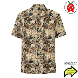 Woodland Taktisches Camo-Muster, Unisex für Erwachsene mit entspannter Passform, feuchtigkeitsableitendes UPF50 + Material, Militärjäger-Stil