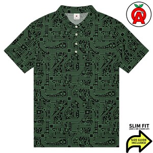 Electronics Polo Shirt, Circuit Slim Fit, PCB Golf Shirt, Wiring Tennis Top, Board Athletic Shirt, Maker Short Sleeve Unisex, Tech Stretch