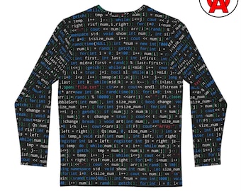 Computer Programming Code Pattern Long Sleeve T-Shirt, Coding Graphic Tee, Developer Crew Neck Tee, Tech Unisex Shirt
