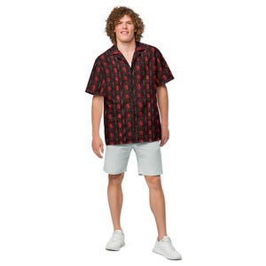 Binary Code Hawaiian Shirt, Digital Aloha Shirt, Cyberpunk Tropical Button Down, Hacker Oversized Beach Top, Tech Noir Button Up Resort Wear