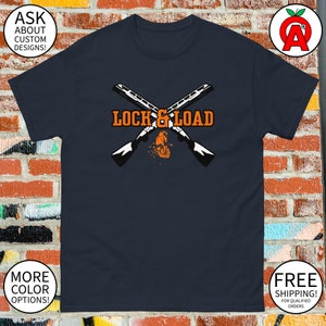 Lock and Load Shotgun Shooting T-Shirt for Trap, Clay Pigeon, Skeet, & Target Shooters - Gifts for Trap Shooters, Skeet Shooters, Clay