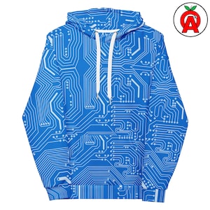 Computerpatroon elektrische printplaat, all-over volwassen unisex hoodie, ingenieur programmeur tech STEM streetwear cadeau