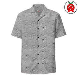 Moon Pattern Adult Unisex All-Over Button Up Shirt, Space Lovers Gift, Hawaiian Aloha Shirt, Tropical Astronomy Tee, Button Down Button Up