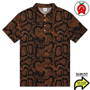 Snakeskin Polo Shirt, Reptile Slim Fit, Scale Golf Shirt, Cobra Tennis Top, Python Athletic Shirt, Serpent Short Sleeve Unisex Shirt