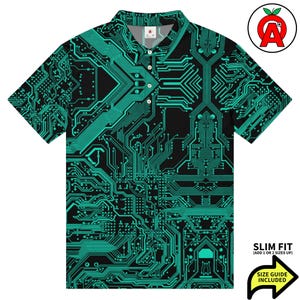 Polo PCB, Tech Slim Fit, Camisa de golf PCB, Camiseta de tenis Circuit, Camisa deportiva Chip, Coder unisex de manga corta, Material elástico digital