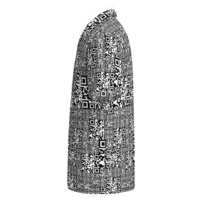 QR Code Barcode Data Matrix Pattern, Adult Unisex All-Over Relaxed Fit Button Up Hawaiian Shirt, Moisture Wicking UPF50+ Material, For Gift