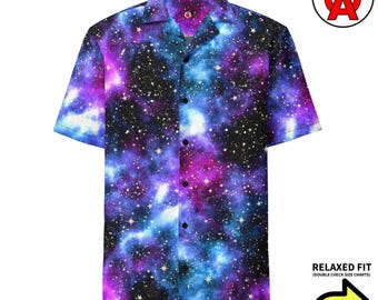 Space Gift for Men, Galaxy Hawaiian Shirt, Astronomy Gift for Dad, Nebula Shirt for Husband, Science Teacher Gift, Outer Space Shirt
