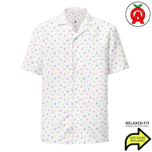 Hondenpoot Hawaiiaans shirt, hondentrainer volwassen unisex shirt met korte mouw, huisdiergroomer all-over ontspannen pasvorm button-down shirt, puppy Aloha